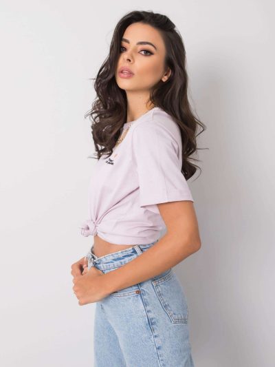 Liliowy t-shirt z nadrukiem - obrazek 4
