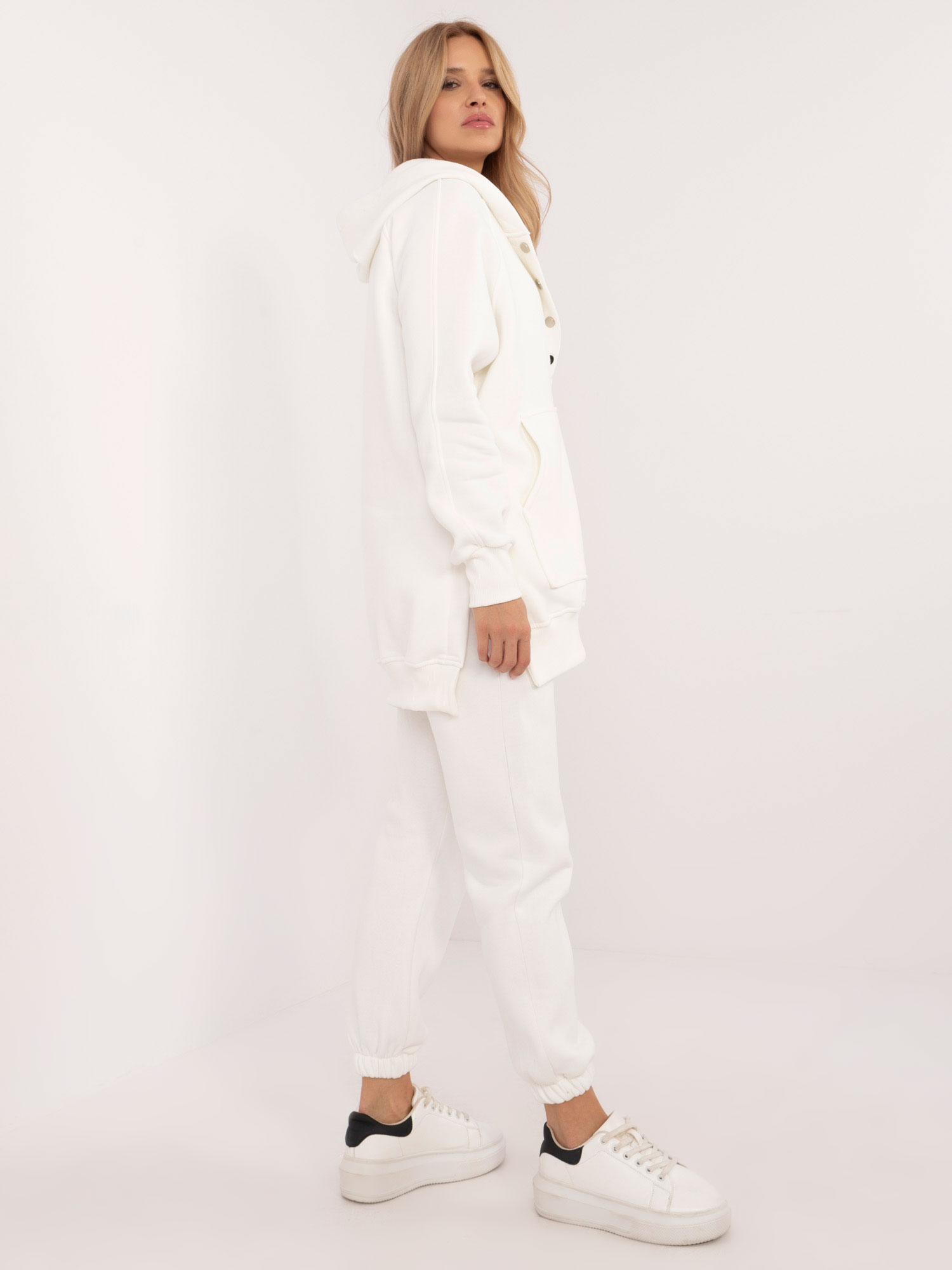 Ecru 3-częściowy komplet dresowy basic: top + bluza + spodnie - obrazek 6