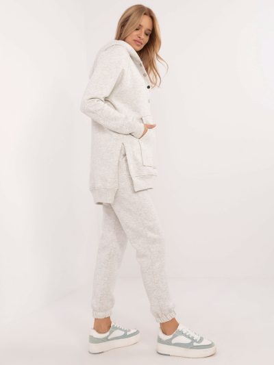 Jasnoszary 3-częściowy komplet dresowy basic: top + bluza + spodnie - obrazek 6